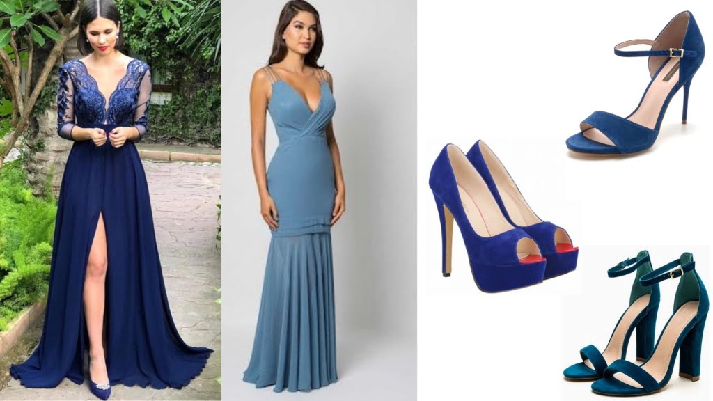 acessórios para vestir com vestido azul