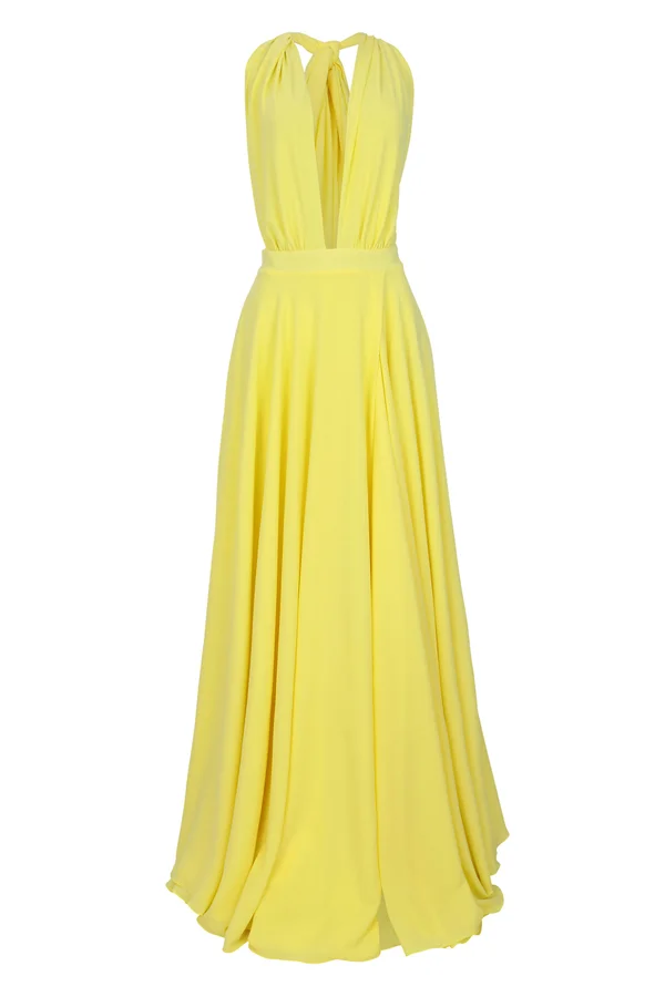 Vestido de formatura longo hot sale amarelo