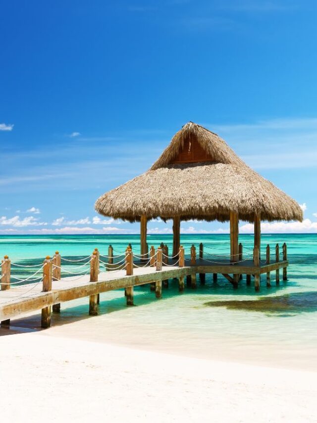 vista de uma praia de punta cana com um gazebo